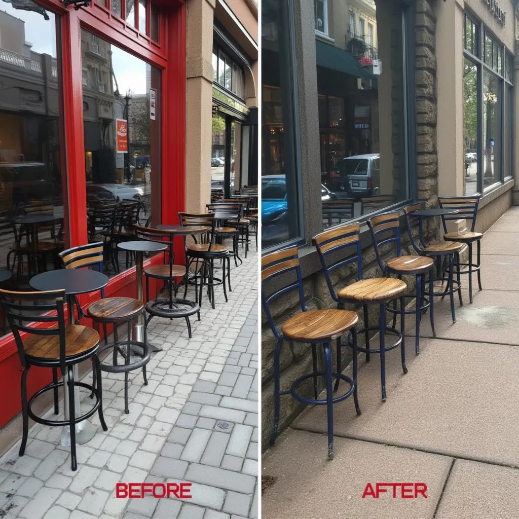 Muebles de restaurante limpiados